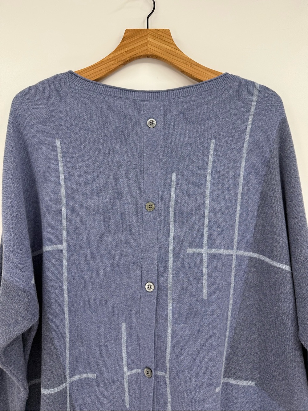Poetry Blue Cotton Jumper Pullover Sweater with Button Up Back Size US 16 - Picture 10 of 11